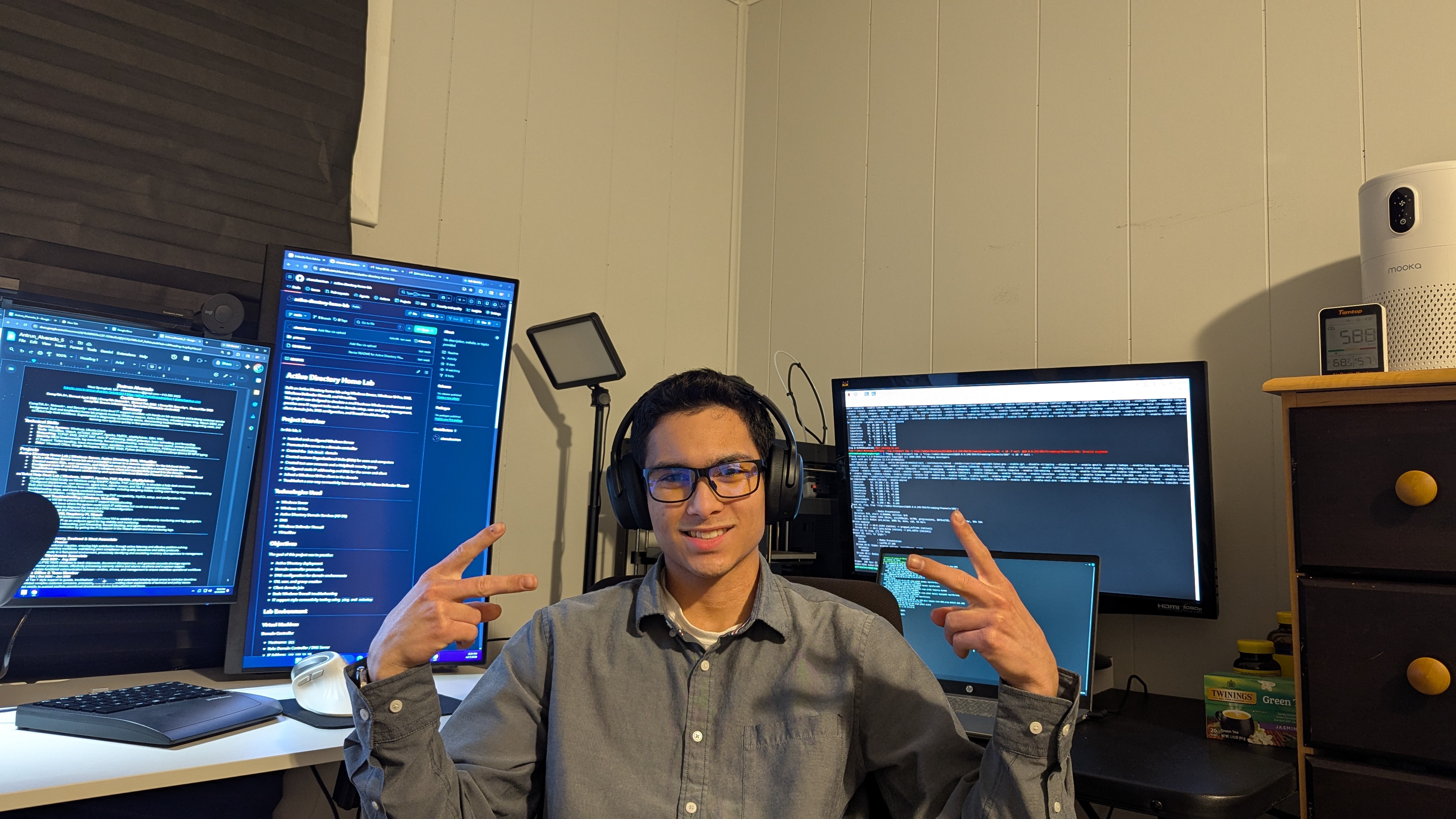 Antrun Alvarado at his computer setup